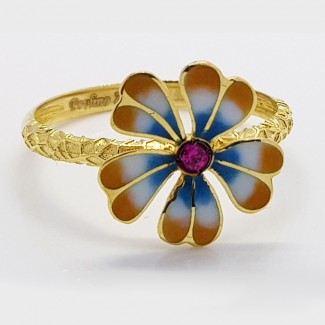 Multicolored Flower Gold Ring