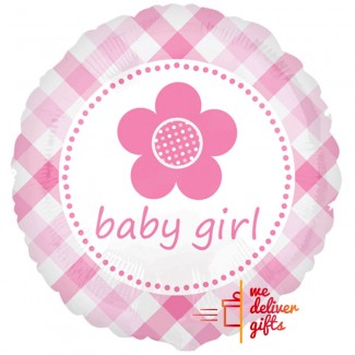 Baby Girl Plaid Flower Balloon