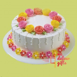 Multi Colored Roses Cake