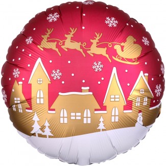 Santa Village Satin Balloon