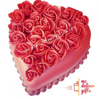 Heart Shape Cake with Roses on Top