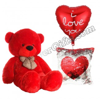 Bear Balloon and a Glitter Square Love Pillow