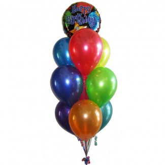 Happy Birthday Stripes Foil Balloon and Latex MultiColored