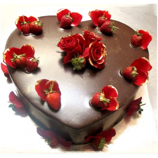 Black Heart Cake with Natural Roses