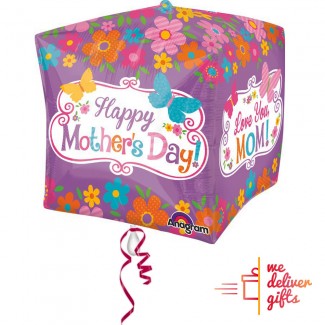 Mothers Day Flowers and Butterflies CUBE Balloon