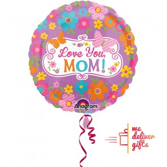 Love Mom Flowers and Butterflies BALLOON