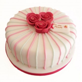 Three Pink Roses Cake For your Mom